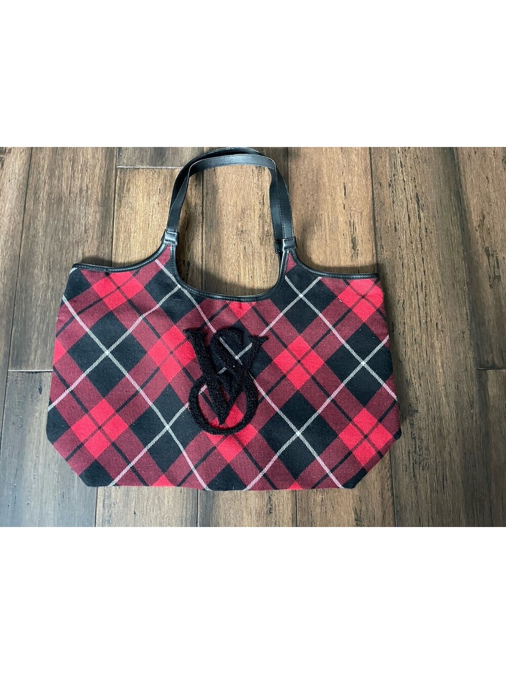 Victoria's Secret Red and Black Plaid Tote Bag, Brand New 14x11x5
